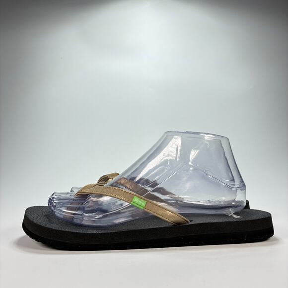 Sanuk Yoga Spree 4 Metallic Gold Flip Flops Casual Sandals 1092006 Womens Size 8 - Picture 4 of 9